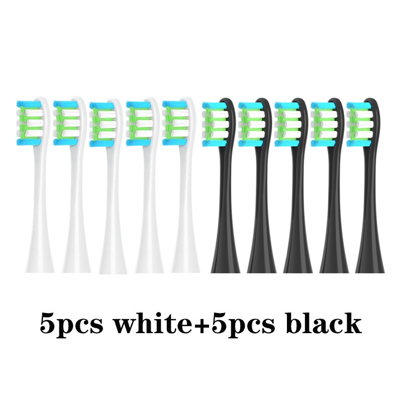 Replacement Brush Heads for Oclean X/ X PRO/ Z1/ F1/ One/ Air 2 /SE Sonic Electric Toothbrush Soft DuPont Bristle Nozzles 10 Pcs: 5whit 5black