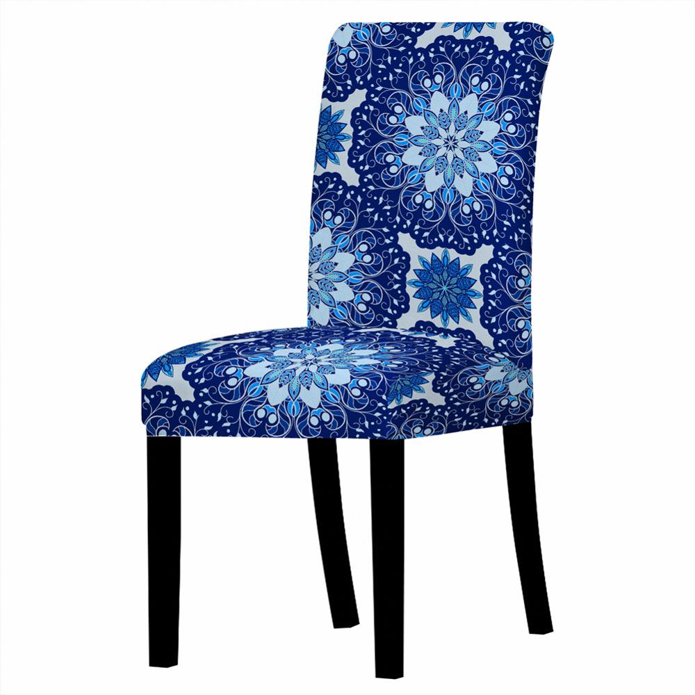 Housse de chaise élastique en élasthanne avec motif mandala et fleurs, housse de protection pour chaise à dossier haut, pour restaurant, fête de mariage, décoration de salle à manger: Style 7