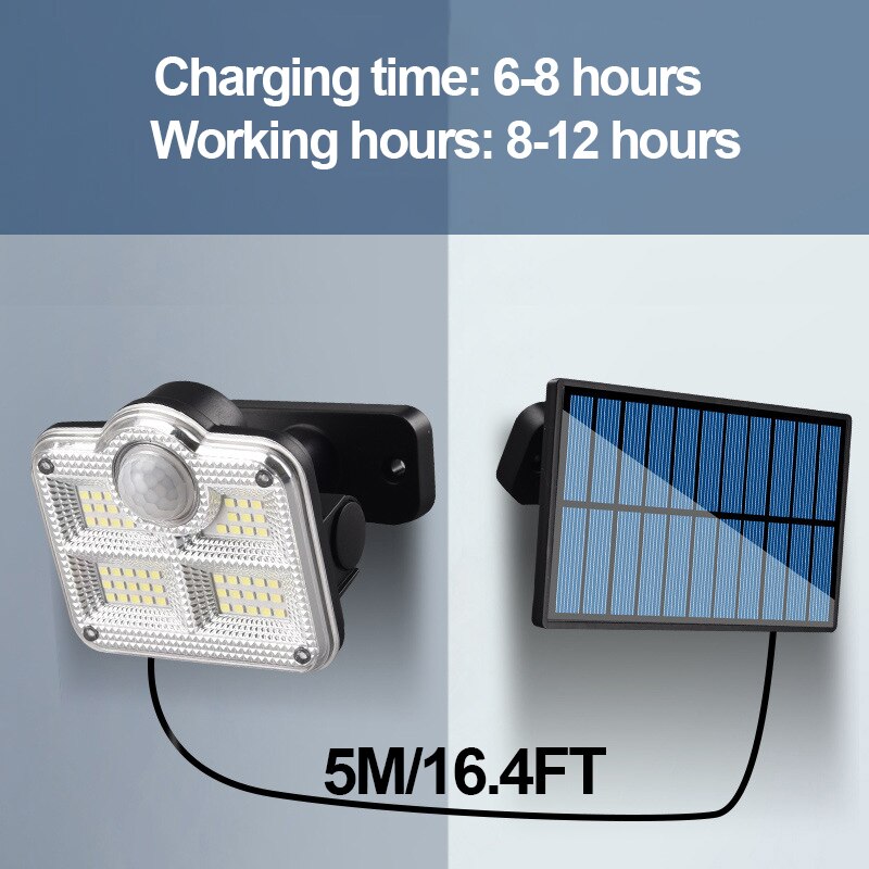 Utomhus solar ljus utomhus rörelsesensor solar led reflektor trädgård vägg lampa vattentät strålkastare utomhus solar spotlights