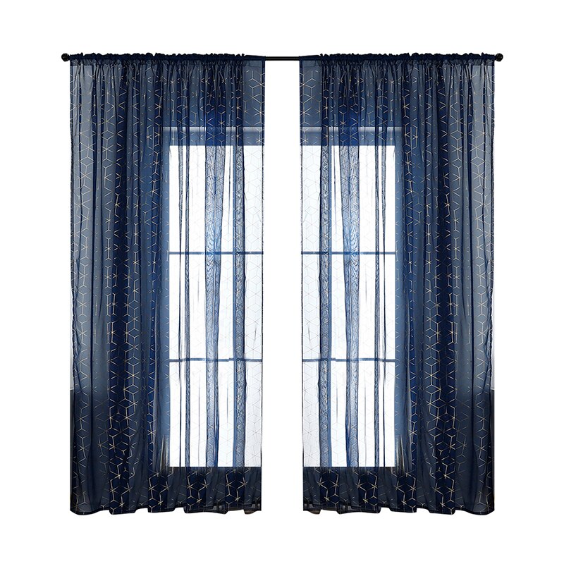 Gold Line Tulle Curtains Modern Curtains For Living Room Transparent Tulle Curtains Window Drapes Sheer For The Bedroom: Style 1