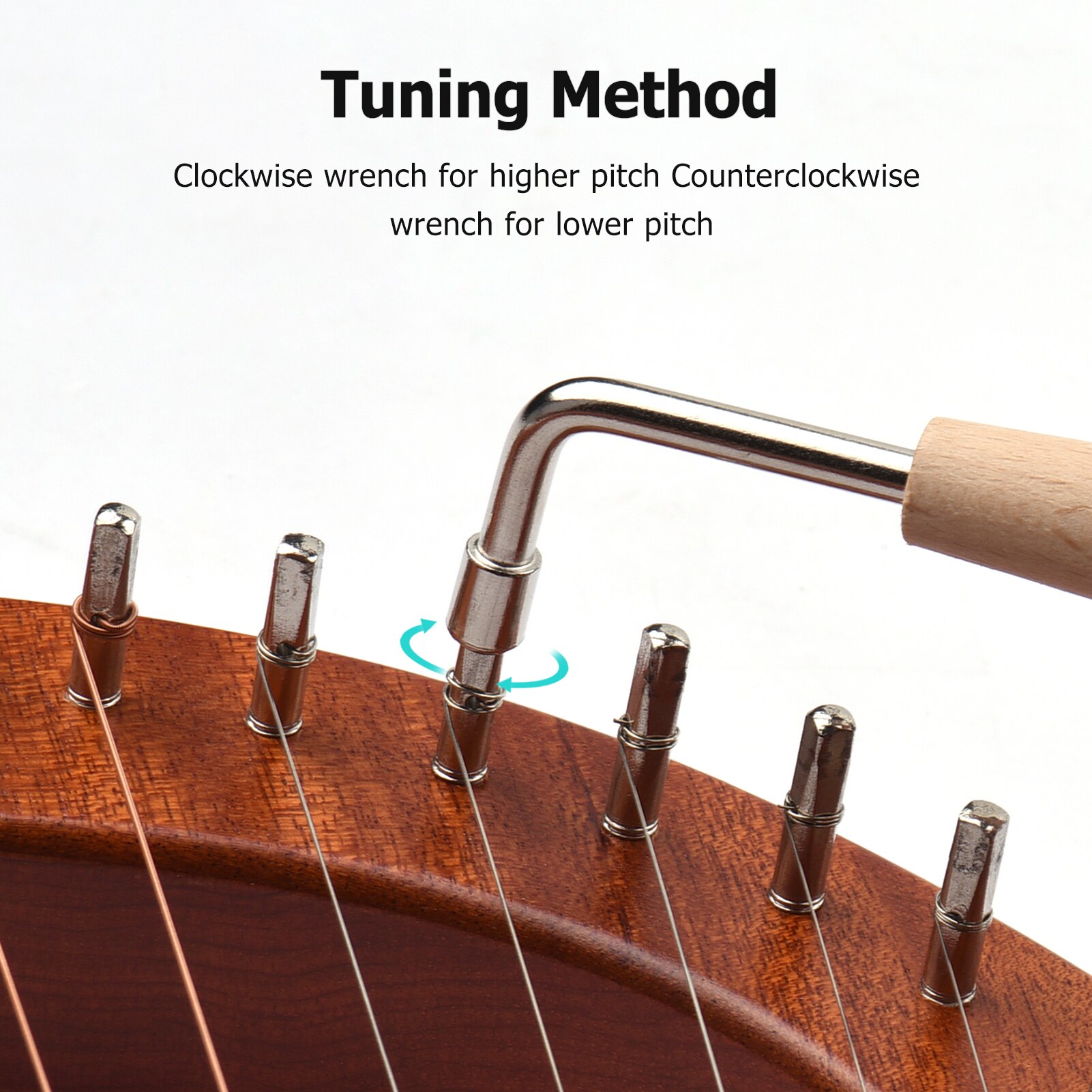 ammoon 16-String Wooden Lyre Harp Metal Strings Wood String Instrument with Carry Bag Tuning Wrench Cleaning Spare Strings Cloth
