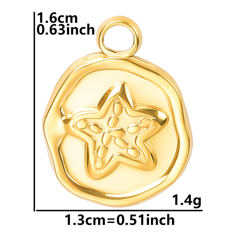 Colgante de acero inoxidable para la fabricación de joyas, dijes de animales marinos, concha, estrella de mar, Tortuga, tiburón, mariposa, Color dorado, 5 unidades por lote