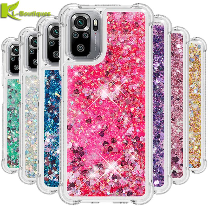 Dla Redmi uwaga 10 S przypadku mody Quicksand Glitter ciecz skrzynka dla Xiaomi Redmi uwaga 10 S telefon pokrywa Redmi Note10s 10 S Coque