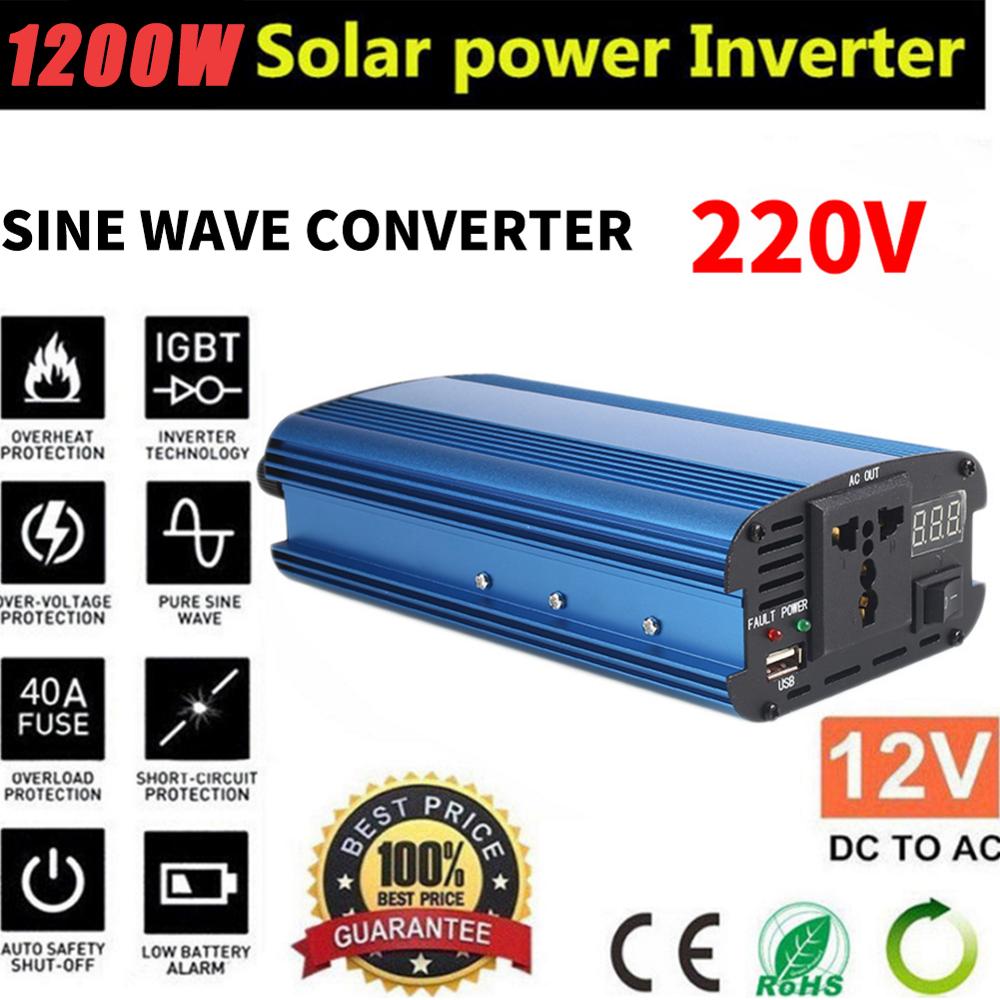 4000 W Solar Auto Omvormer LED DC 12 V naar AC 220 V Sinus Converter met USB Interfaces aluminium Inverter Adapter