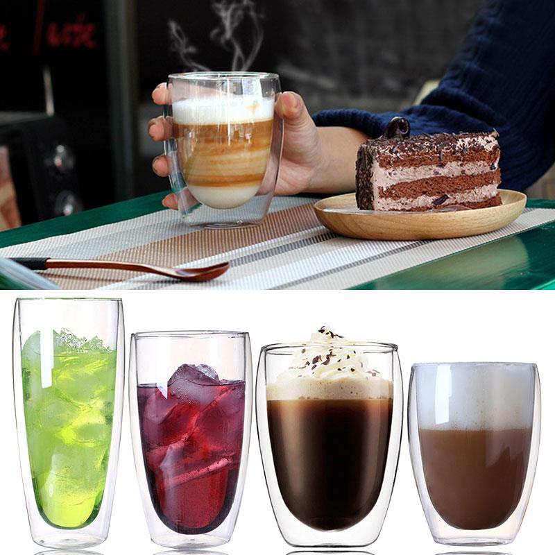 Double Wall Glass Tea Cup Glass Cup Bar Milk Kitchen Drinks 80-600ml Coffee Pots Clear Dining Glassware Coffee Mugs Container