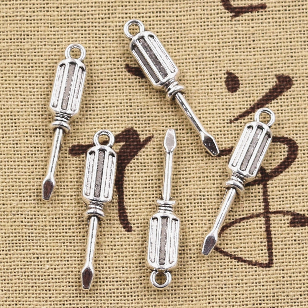 8pcs Charms Tools Screwdriver 32x6x4mm Antique Silver Color Plated Pendants Making DIY Handmade Tibetan Finding Jewelry