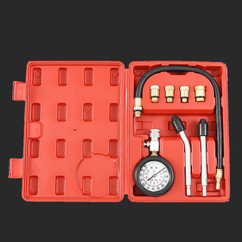3/8Pcs Auto Manometer Tester Kit Set Auto Benzinemotor Compressie Lekkage Diagnostic Compressometer Tool Set Met case