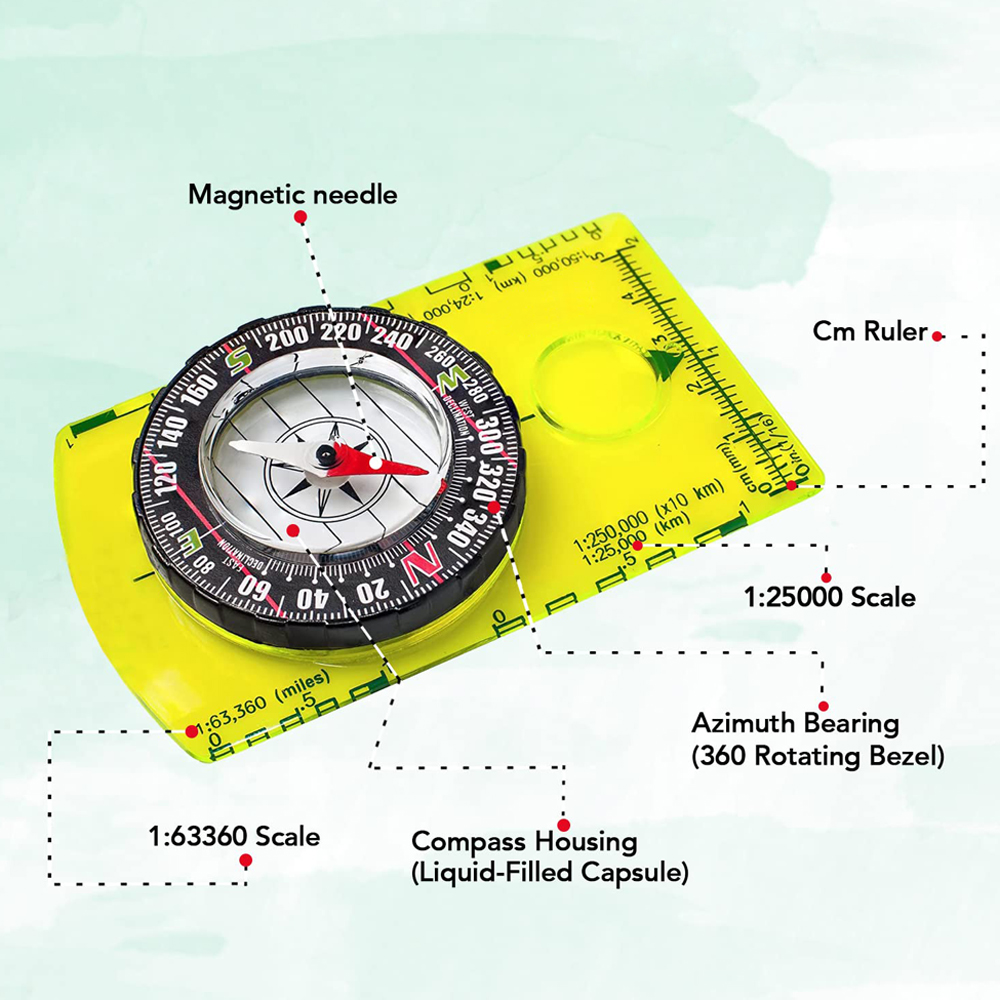 Multifunctional Hiking Compass Outdoor Gadget Navigation Camping Orienteering Backpacking Map Reading Compass for Scout Kids