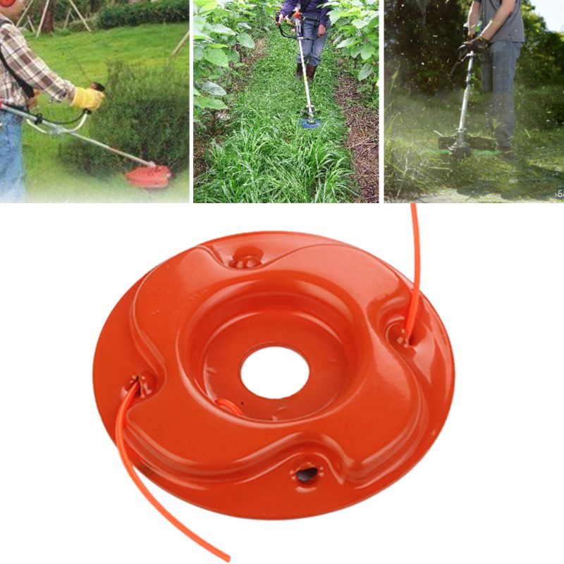 Universal Trimmer Head with 2 Lines String Brush Cutter Blade for Lawn Mower Garden Tools Replacement