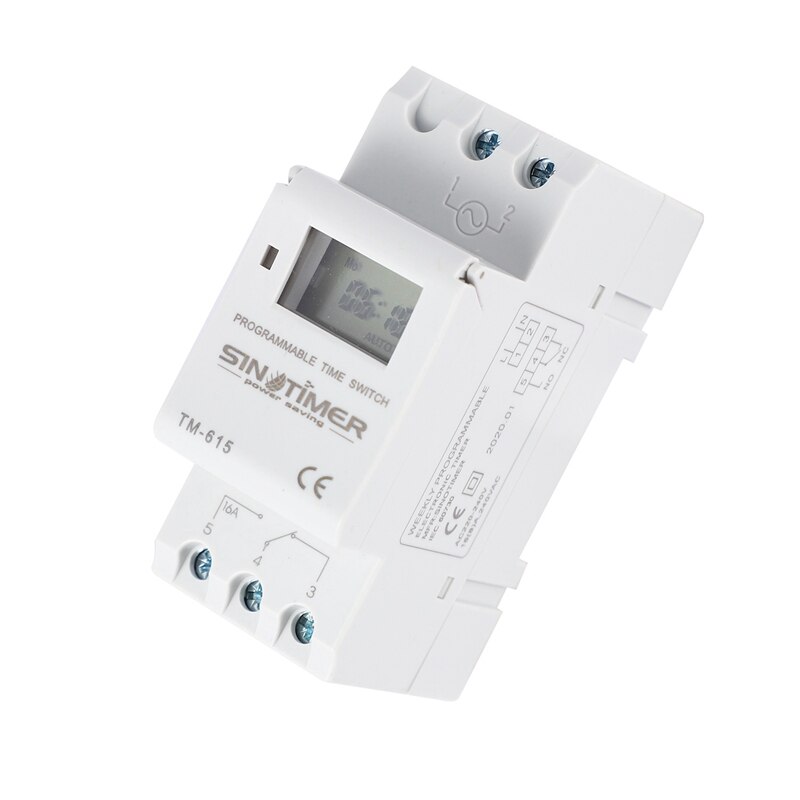 Sinotimer Tm-615H-30A electrónico semanal 7 días interruptor de tiempo programable Digital relé temporizador Control Ac 30A Din Rail Mount: Default Title