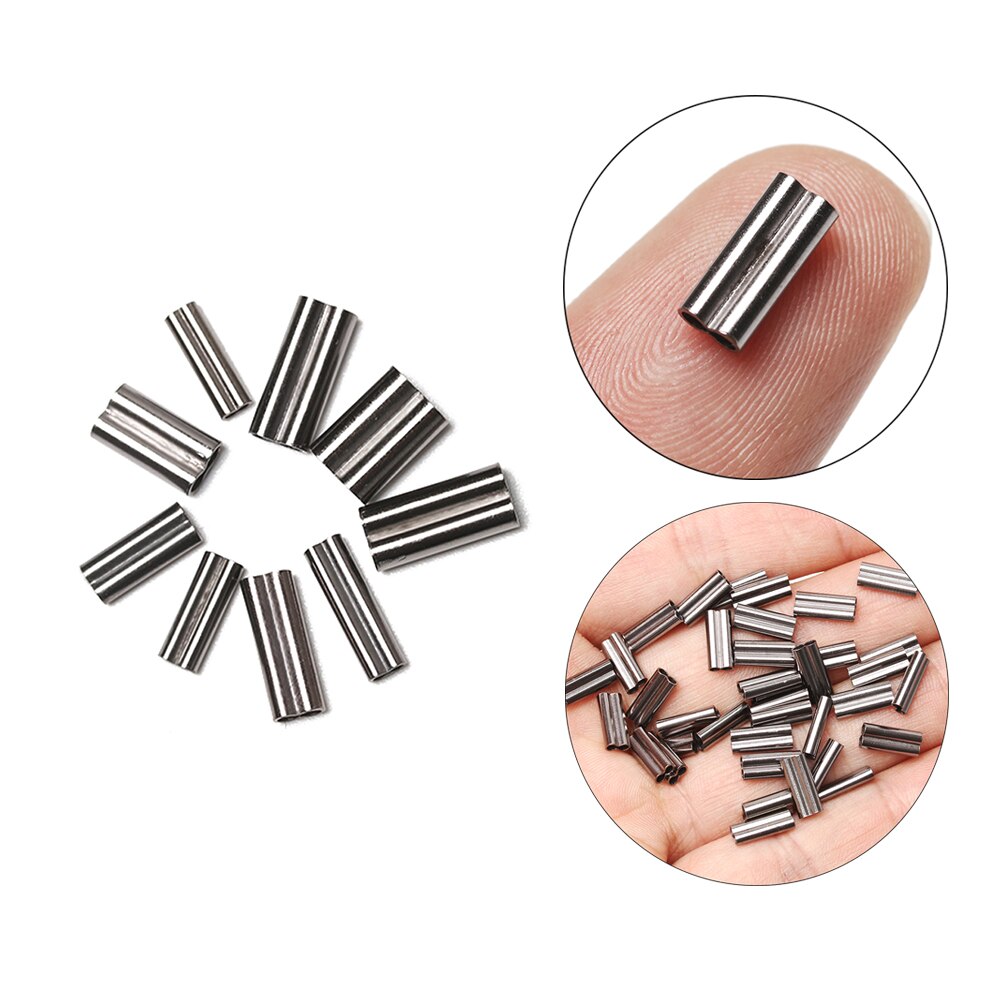 100 PCs Fishing Wire Tube Double Barrel Copper Tube Line Crimping Sleeves Connector Tools Fishing Tackle