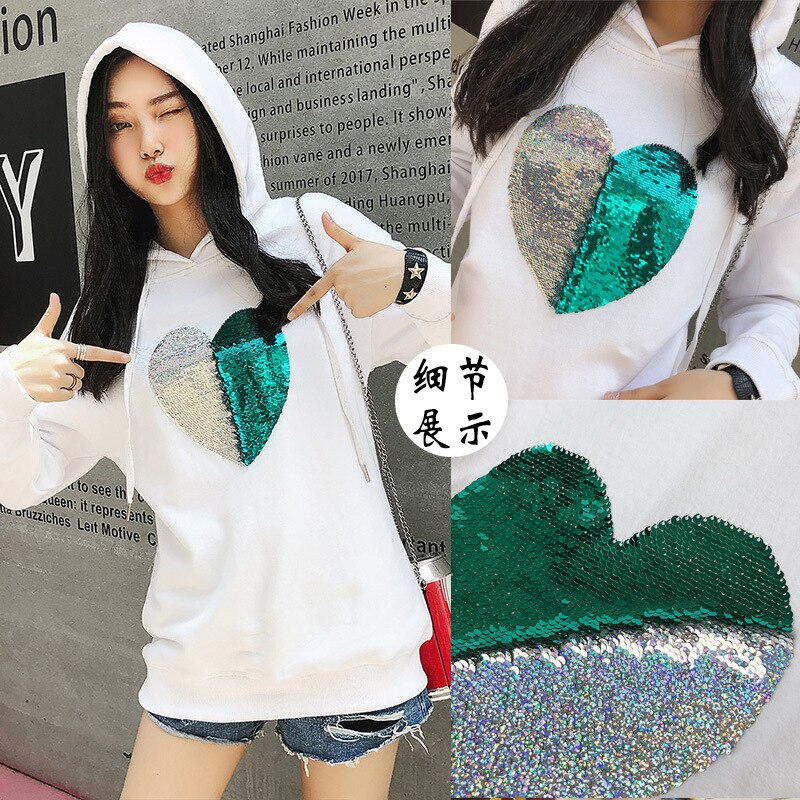 Pegatina de tela grande letras love de color verde cara sonriente, Parche de lentejuelas, pegatina decorativa, camiseta, Accesorios de reparación de insectos