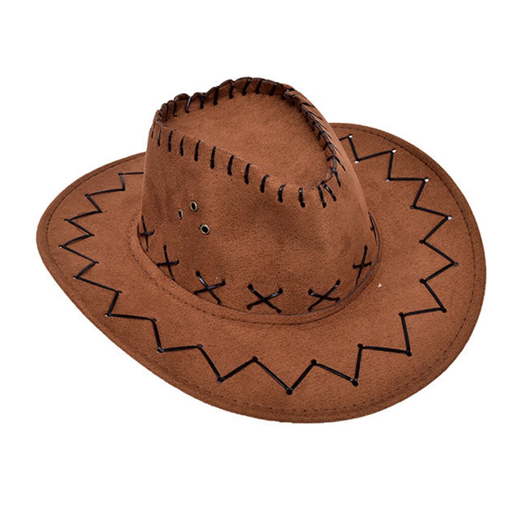 Vintage casual cowboyhatt festdräkter halloween justerbar riddarkeps bred brätte pojkar flickor tryck western retro cowgirl