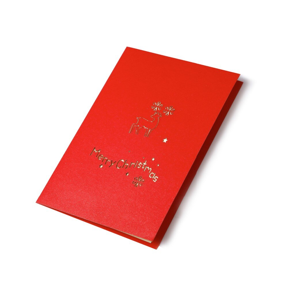 3D Merry Christmas Reindeer Custom Greeting Card Postcards Handmade Card Birthday Thanksgiving Greeting Card