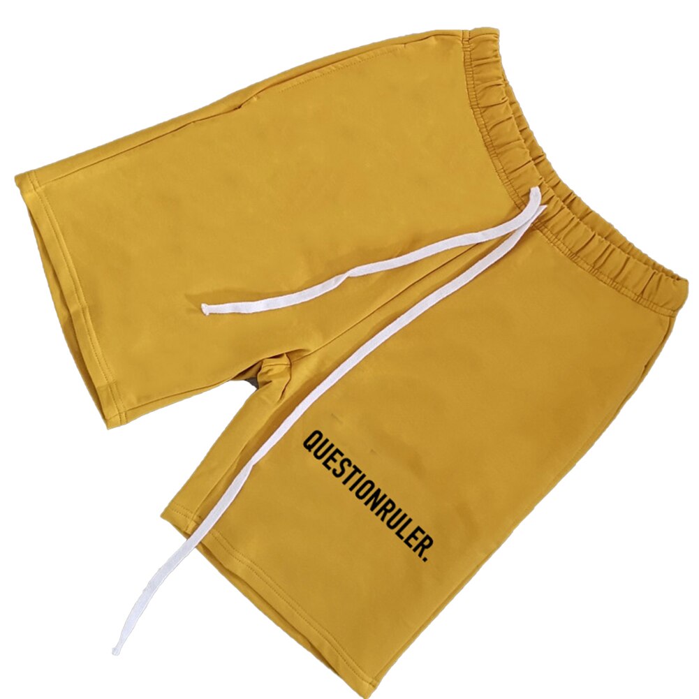 Ins style herre fritidsshorts med bokstavtrykk høy midje shorts gutter sportsshorts med snøring for løping av basketball: Gul / Xxl