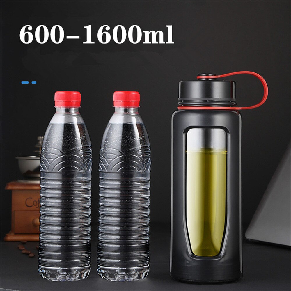 Glas Flasche Wasser Flasche 1000Ml Glas Wasser Flasche Thermos Glas Glaskolben Sport Glas Flaschen Fahrrad Becher Doppelten Boden Glas thermos