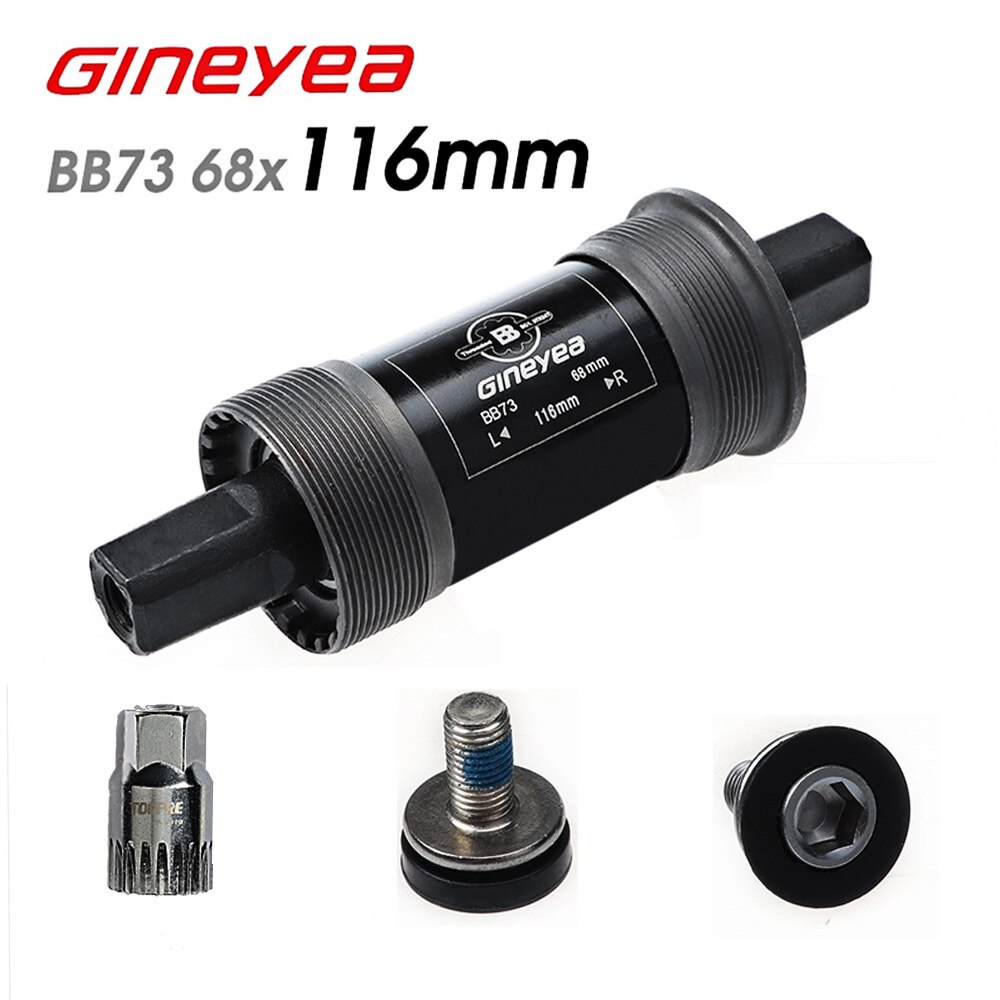 Gineyea Bike Bottom Bracket 116 118 120 122.5 127.5 mm Crank Axis Quare Hole MTB Bicycle Parts BB FOR Square Tapered Spindle C: 116mm