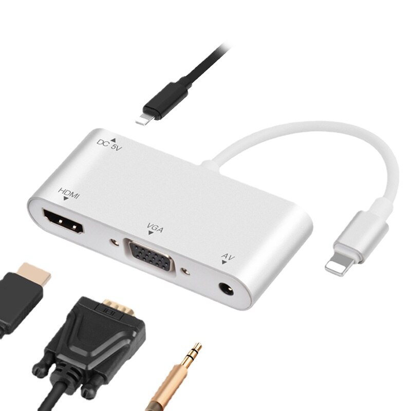For Lightning to HDMI VGA Four-in-One Multi-Monitoring Device For iPhone HDMI HD Converter