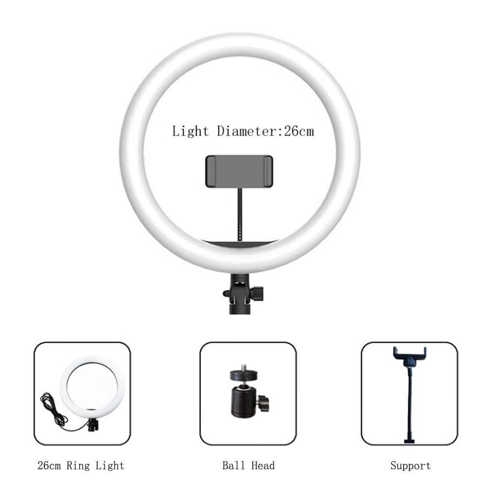 Anel de anel de selfie led lâmpada tripé usb changer anel luz com suporte lâmpada profisional para fotografia tiro tiktok: AA26RLT