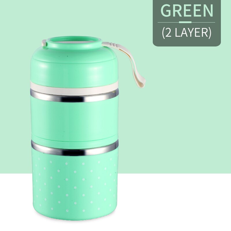 Leuke Japanse Thermische Lunchbox Lekvrije Rvs Bento Box Kids Draagbare Picknick School Voedsel Container Keuken Benodigdheden: Green 2 Layers