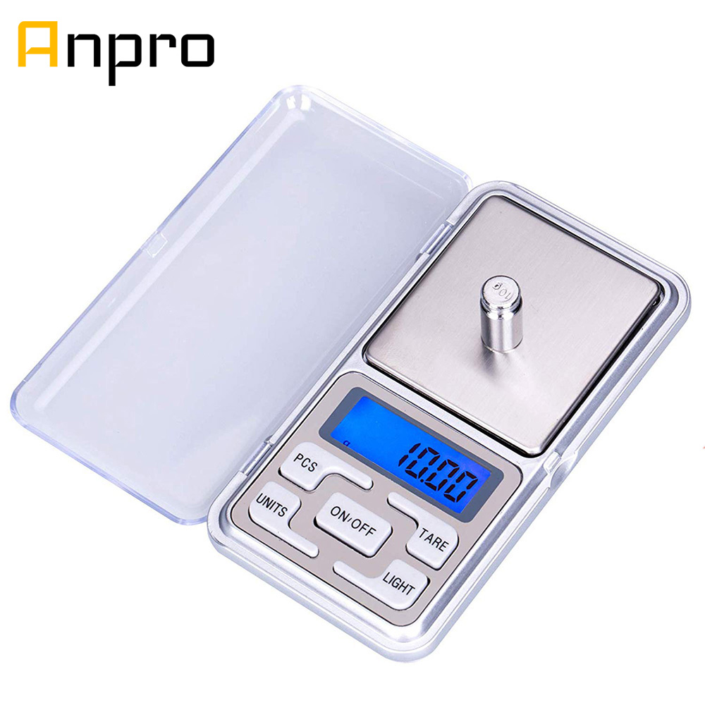 Anpro 100G/200G/300G/500G 0.01G/0.1G Elektronische Lcd Display digitale Keukenweegschaal Mini Pocket Sieraden Precisie Weegschalen