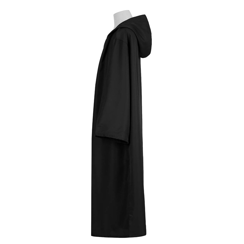 Camisa larga de bruja con capucha, bata negra, capa de Halloween, disfraces de Cosplay para adultos y niños, capa de juego de fantasma aterrador