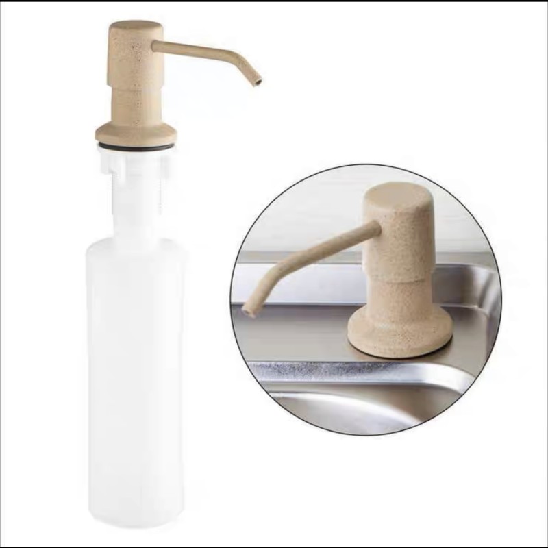 Hand Press Soap Dispenser White/Beige Soap ABS+Stainless Steel Dispenser Kitchen Deck Mounted Sink Liquid Soap Dispenser Bottle: beige with dot 400ml
