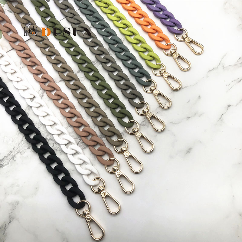 37-115 CM Frosted Alloy Fish Bone Plastic Chain Resin Chain Bag Strap for Handbags For Women Accessories Colorful Ladie