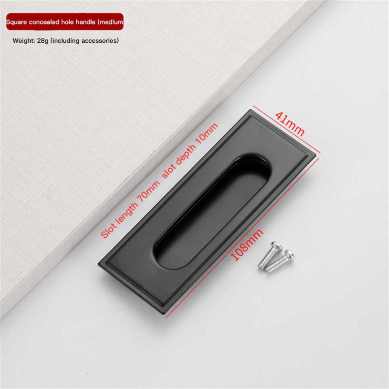 Manijas de puerta de aleación de Zinc, cubierta empotrada al ras, manija de gabinete de suelo, manija de muebles negra plateada, accesorios para el hogar: MULTICOLOR