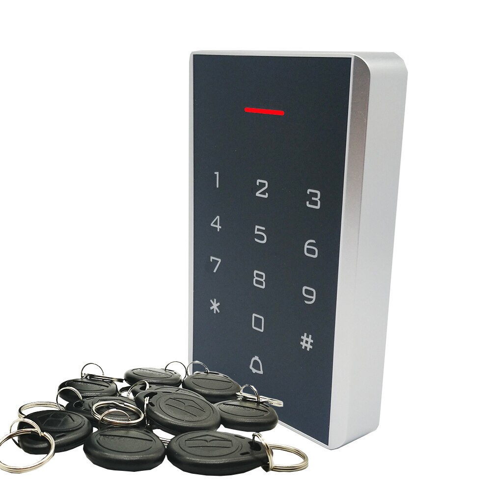 Wiegand input and output Keypad Reader Proximity 125khz RFID Card Door Lock Access Control System: Black Keyfobs