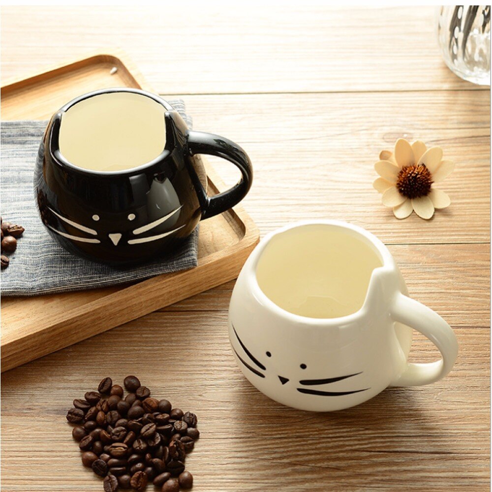 Taza de cerámica blanca/negra para parejas, taza para amantes, café, leche, 420ml