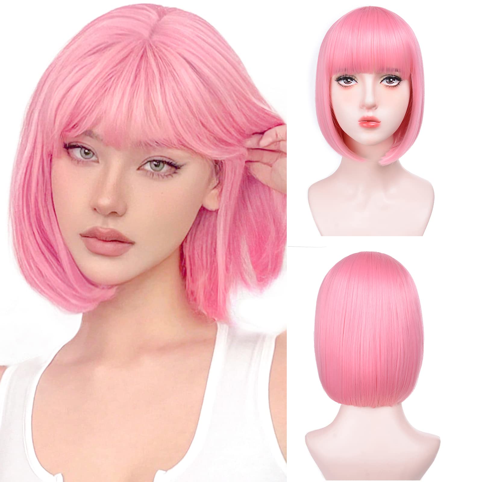 Peluca sintética rubia con flequillo recto Peluca de cosplay para mujer Peluca de seda de alta temperatura con ondas grandes y pelo largo y rizado: T1B / 33