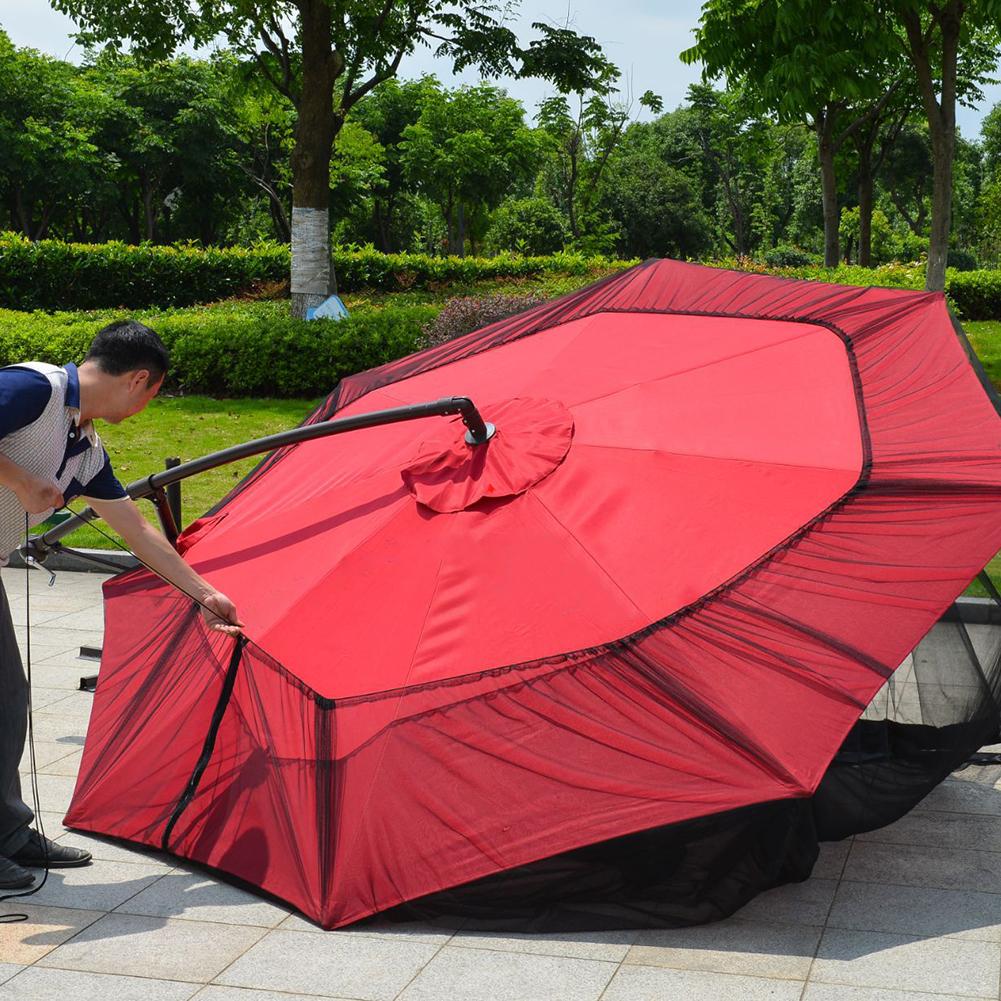 Umbrella Cover Mosquito Netting Screen for Patio Table Umbrella Garden Deck Furniture Zippered Mesh Enclosure Cover