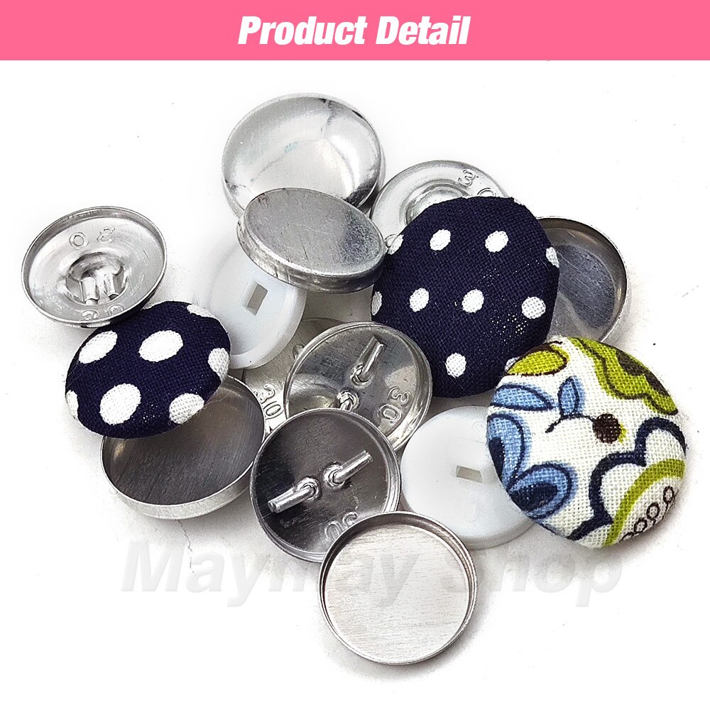 100 sets # 16-60 bedekte knop stoffen knoppen ronde broodvorm stoffen doek cover knoppen voor doe-het-zelf handgemaakte stoffen accessoires