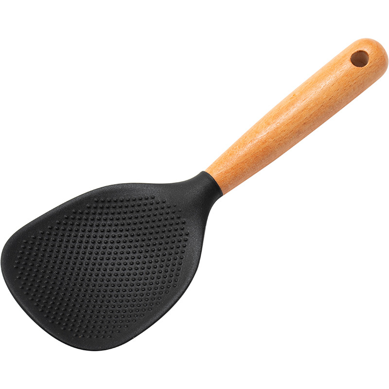 Cuchara de arroz de silicona resistente al calor, pala de arroz de silicona de alimentaria, olla arrocera antiadherente, herramienta de cocina, cuchara de arroz para el hogar, 1 Uds.: BLANCO