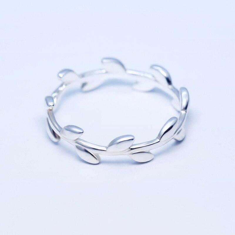 925 Sterling Silver Wedding Leaf Rings For Women Party Sterling Silver Jewelry Simple Hollow Leaves Open Ring: Default Title