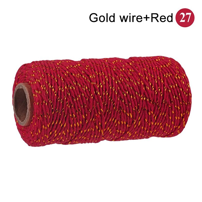 100M/Roll Cotton Cord Baker Twine String Colorful Cotton Craft Twine Home for Textile Packaging Christmas DIY Wedding Decor