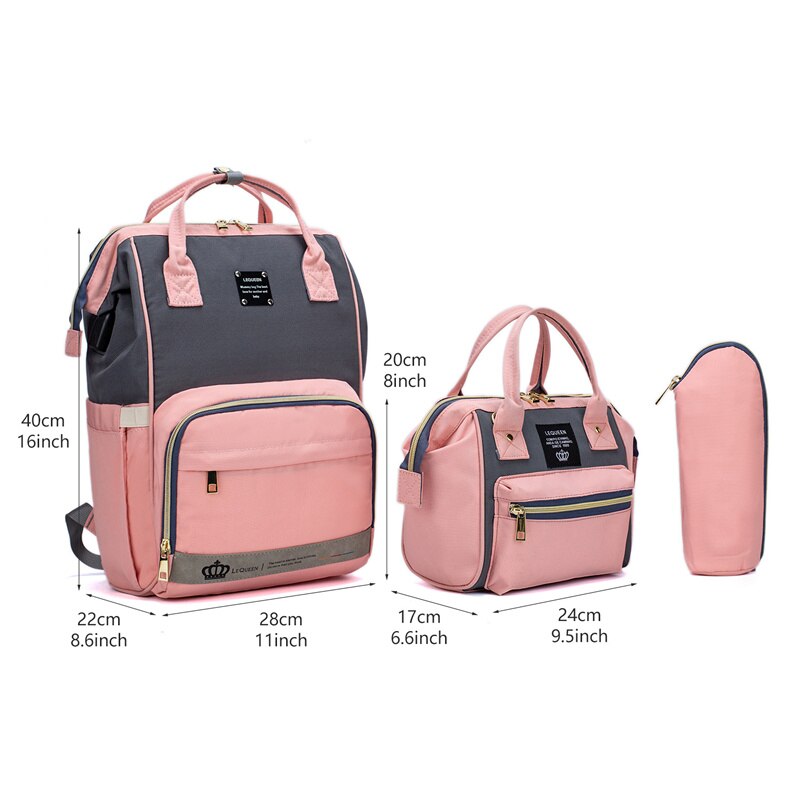 LEQUEEN – sac à dos à langer pour 3 personnes, sacoche de maternité, de voyage, multifonction, grande taille,