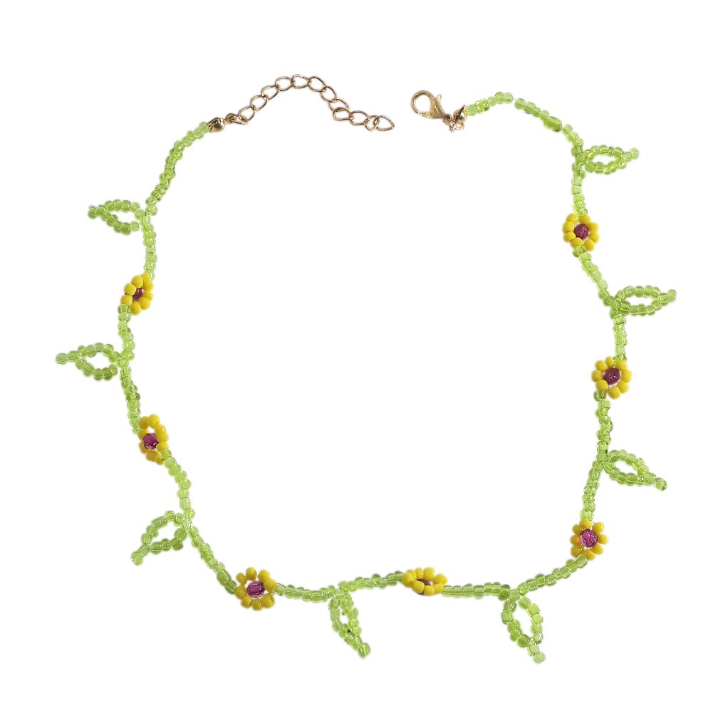 Dvacaman Korean Trendy Colorful Little Daisy Flower Beaded Necklace for Women Boho Acrylic Bead Clavicle Necklace Choker Jewelry: necklace2