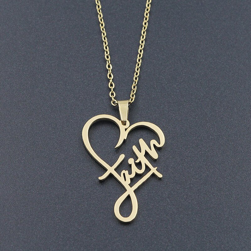 VILLWICE Christliches Herz Collier - Edelstahl Vergoldet Inspirierender Glaubensschmuck