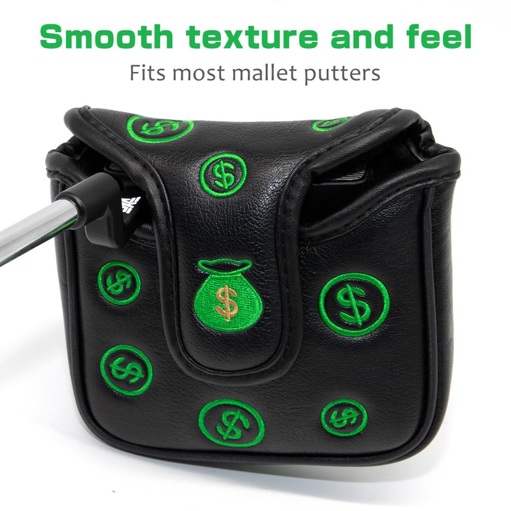 Golf Putter Cover,Golf Club Head Covers for Putter (Square) PU Leather Mallet Putter Headcover with Magnetic Dollar Series