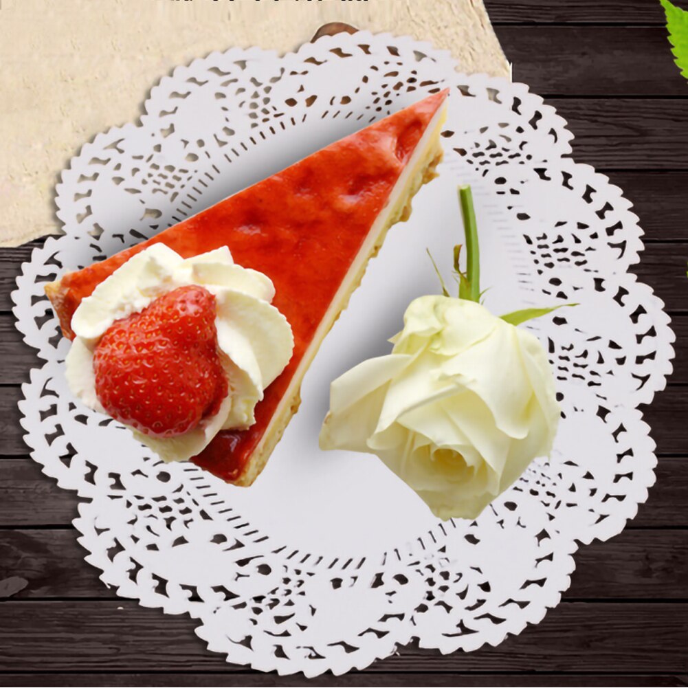 100 PCS Oil-absorbing Paper White Lace Round Paper Doilies Cake Packaging Pads Wedding Tableware Decoration