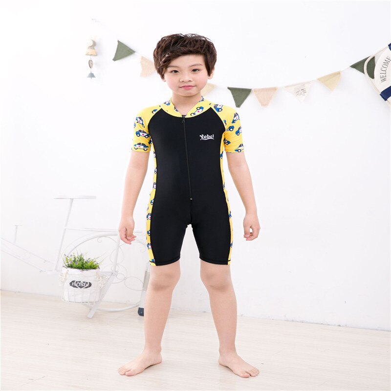 Dzieci One Piece stroje kąpielowe DivingSuit Lycra krótki rękaw chłopcy dziewczęta Surfing rashguardy Snorkel jednoczęściowy strój kąpielowy kombinezony