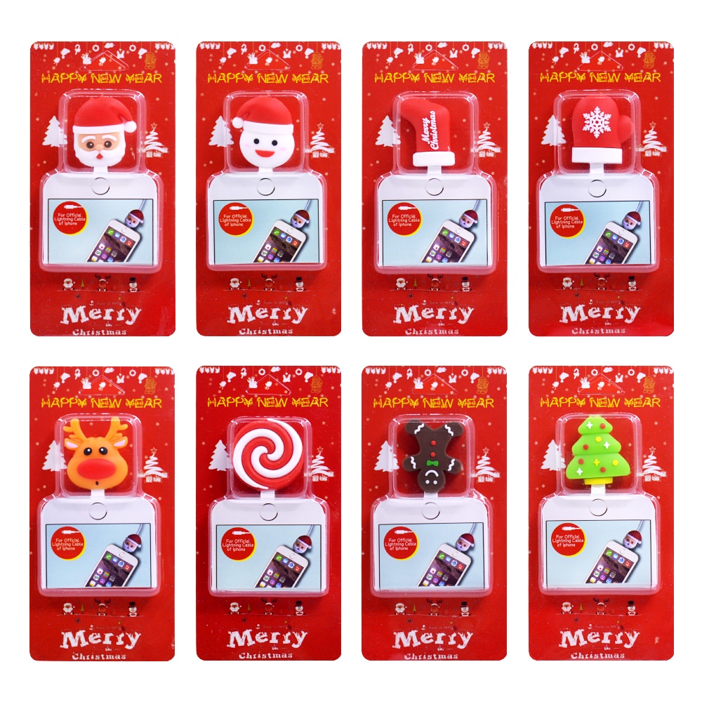 Chipal kerst kabel bijt squishy speelgoed beschermer voor iphone usb beschermkabel oplader telefoon accessoire kerst
