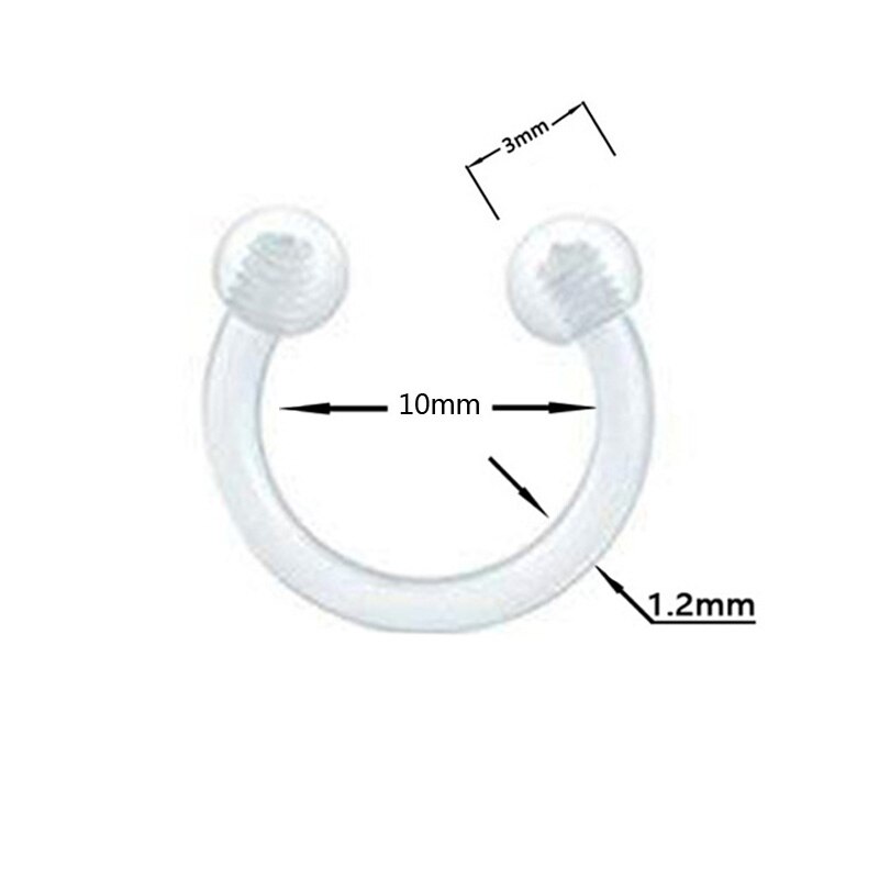 Piercing nariz anel de aço acrílico 8 pc/set ferradura piercing septo tragus brinco invisível transparente corpo jóias