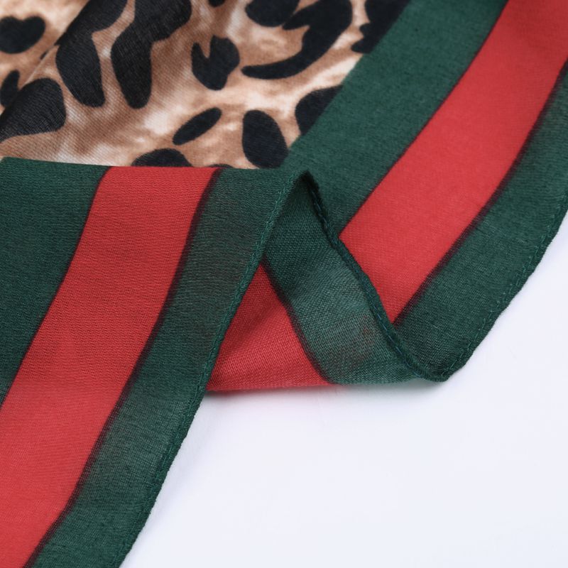 Leopard tørklæde kvinder vinter sjal rød ru ende twill bomuldsprint pashmina stjal muslim hijab sjaal tørklæde dame
