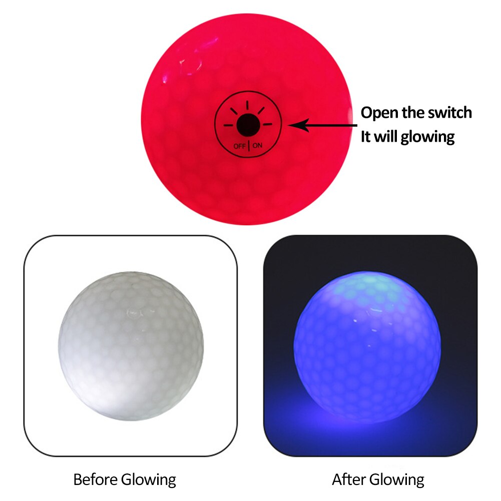 4 Pcs/Pack Night Flashing LED Golf Ball In The Dark Light Up High Hardness Waterproof Golf Practice Balls Training Supplies