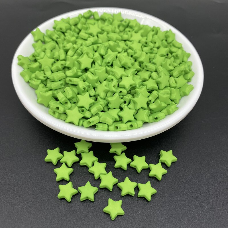 100 unids/lote 9mm cuentas acrílicas con forma de estrella de Color puro espaciador suelto para hacer joyería colgante collar pulsera hecha a mano DIY