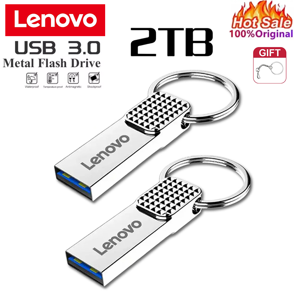 Original Lenovo 2TB USB Flash 3.0 Drive Metal Real Capacity 1TB 512GB Memory Stick High Speed Flash Disk Storage U Disk For PC