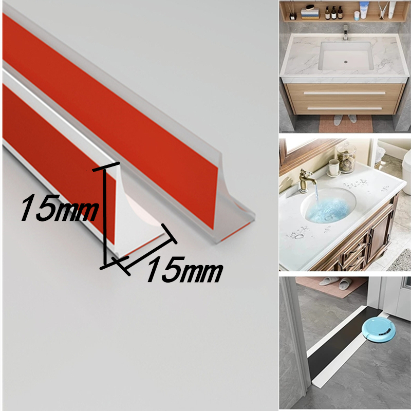 Silicone Bathroom Water Stopper Blocker Strip Self-adhesive Floor Retaining Door Bar Dry Wet Separation Gap Sealing Barrier